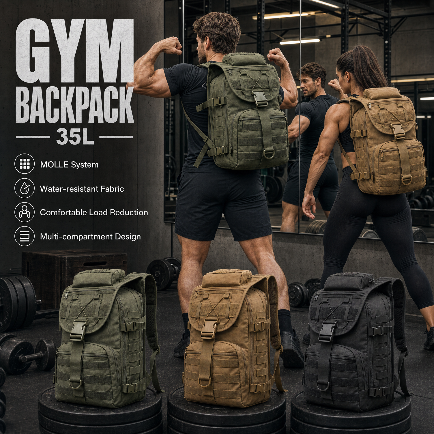 Crossfit Training - 35L Gym Training Backpack for Men