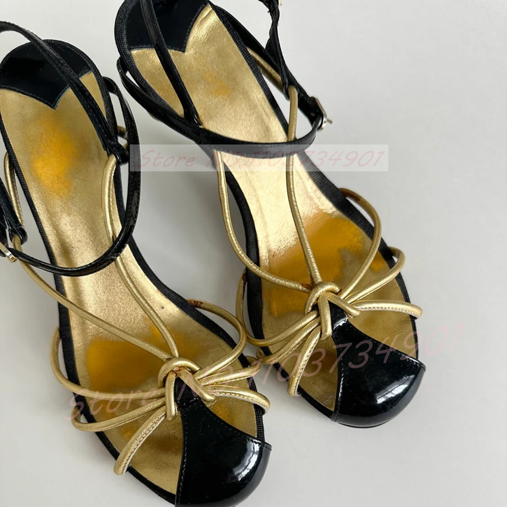 Gold Caged Strappy Knot Sandal - Crossfit Lady recension och pris